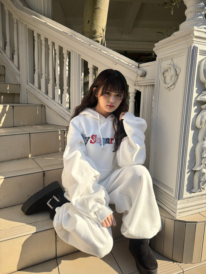 Assort check logo hoodie