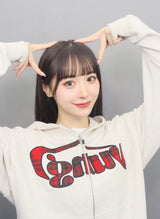 다양한 패턴의 yung 로고 집업 후디 