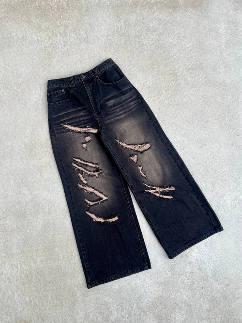 Slash damage buggy denim