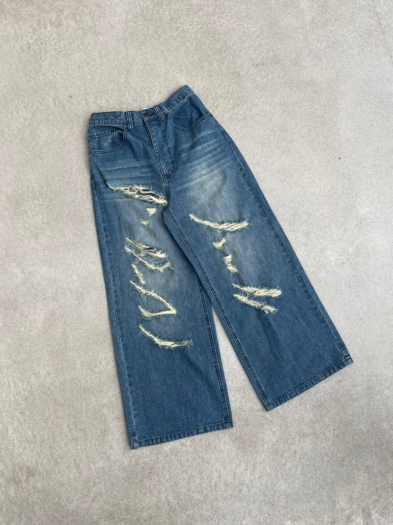 Slash damage buggy denim
