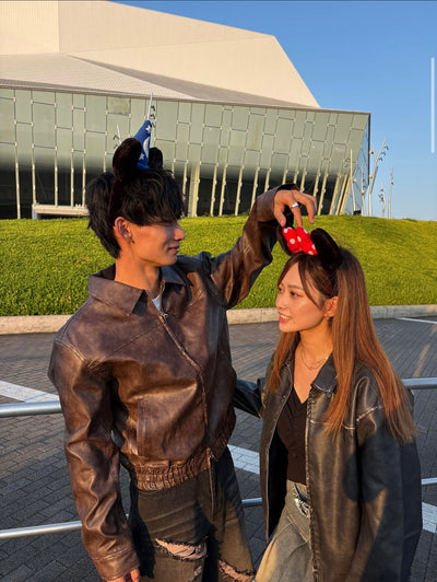 Vintage like eco leather blouson