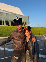 Vintage like eco leather blouson