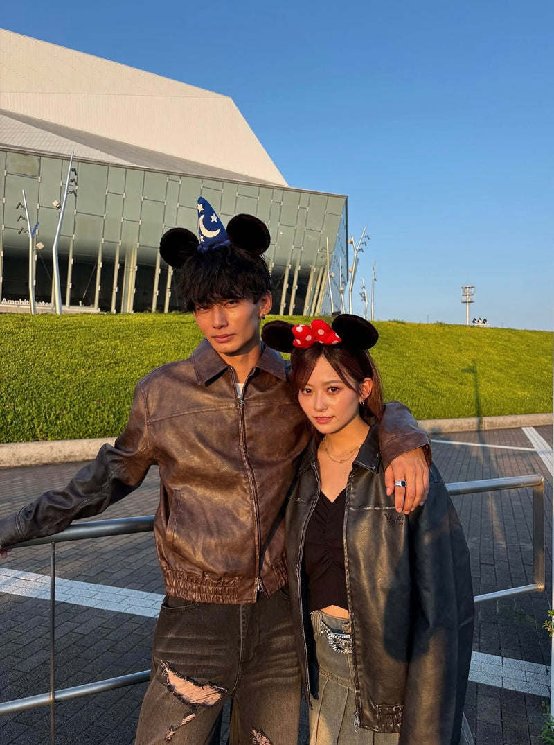 Vintage like eco leather blouson