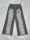 Distressed Print Straight Pants 