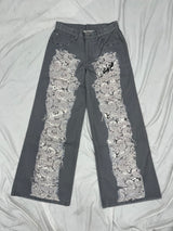 Distressed Print Straight Pants 