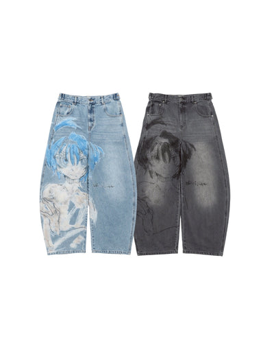 ×tomine Print Denim Pants