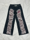 Distressed Print Straight Pants 