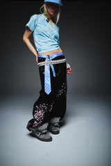 Sakura Embroidered Slub Denim Buggy Pants
