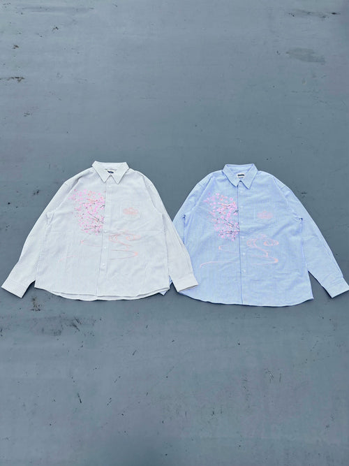 Sakura Embroidered Striped Shirt – YZ