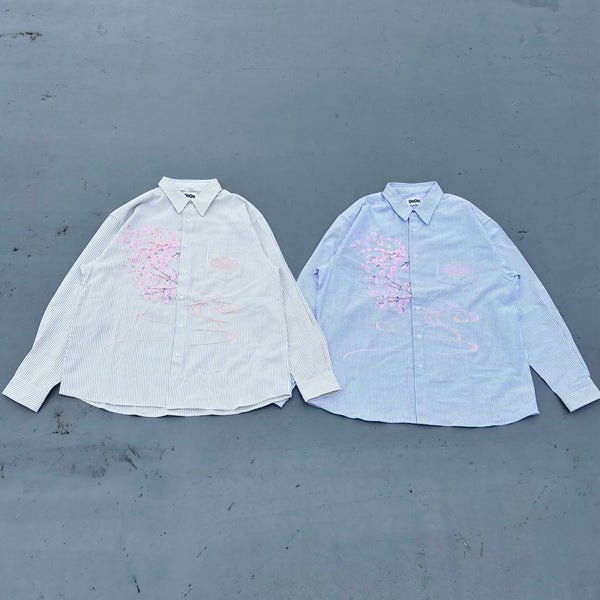 Sakura Embroidered Striped Shirt – YZ