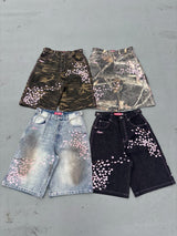 Sakura Embroidered Slub Buggy Jorts