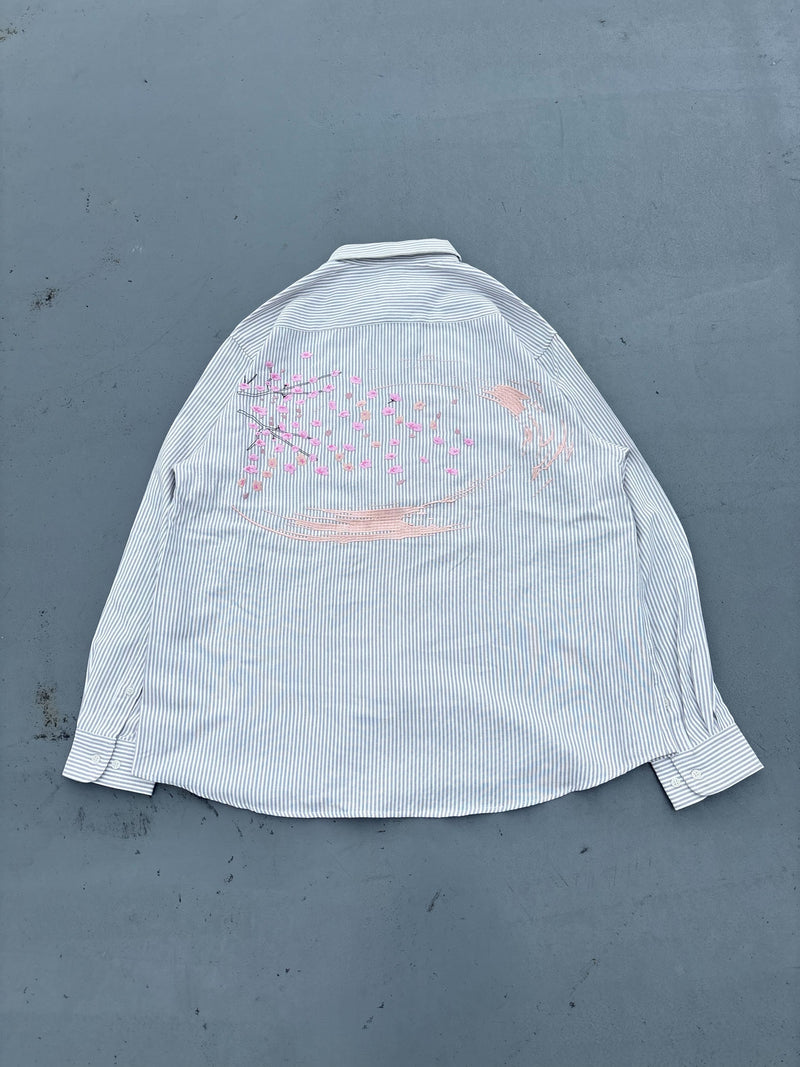 Sakura Embroidered Striped Shirt – YZ
