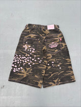 Sakura Embroidered Slub Buggy Jorts