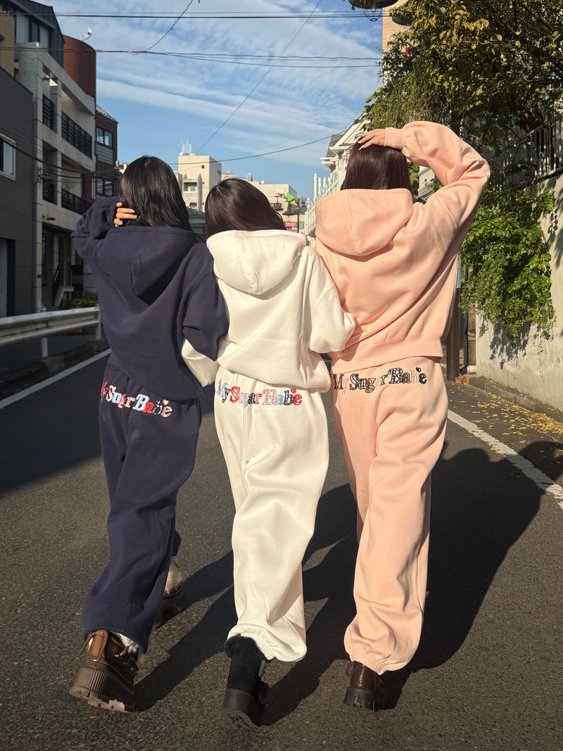 Assort check logo hoodie