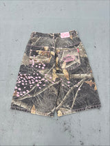 Sakura Embroidered Slub Buggy Jorts