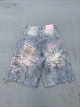 Sakura Embroidered Slub Buggy Jorts