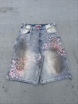 Sakura Embroidered Slub Buggy Jorts