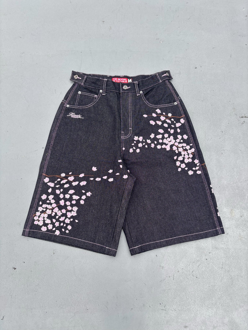 Sakura Embroidered Slub Buggy Jorts – YZ