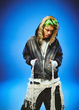 Bullet Logo Denim Zip Hoodie