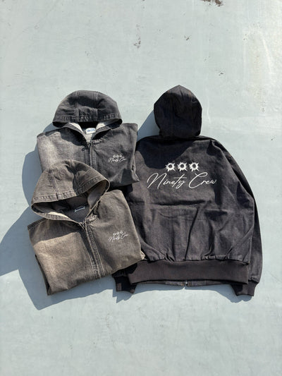 Bullet Logo Denim Zip Hoodie