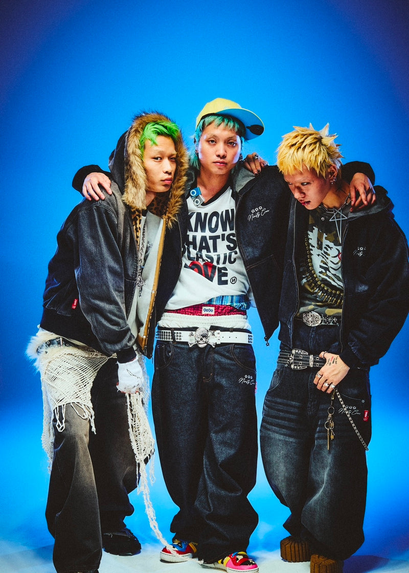 불릿 로고 데님 버기 팬츠 