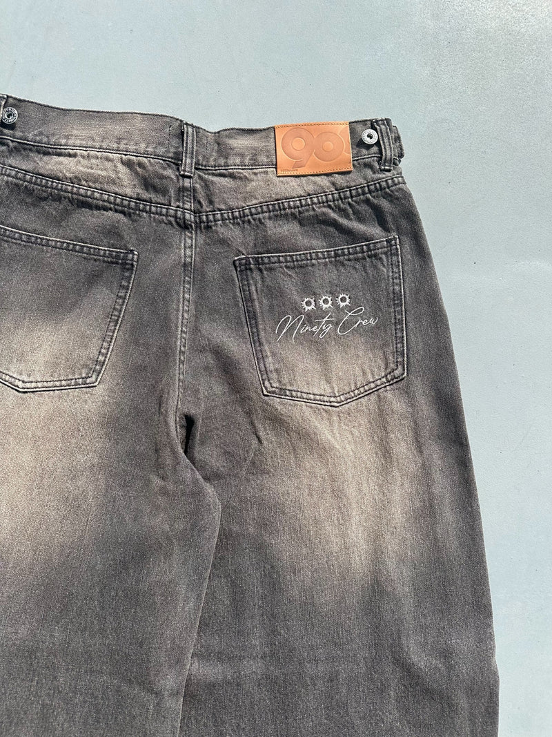 불릿 로고 데님 버기 팬츠 