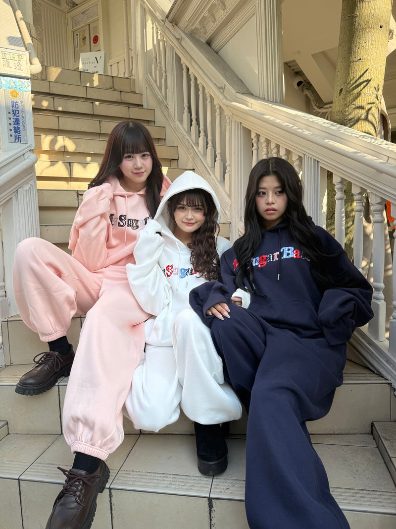 Assort check logo hoodie