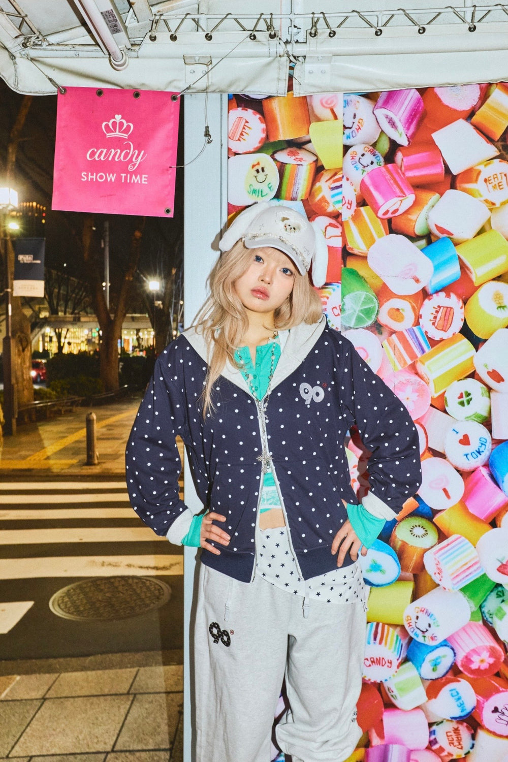 90 Logo Reversible Dot Zip Hoodie – YZ