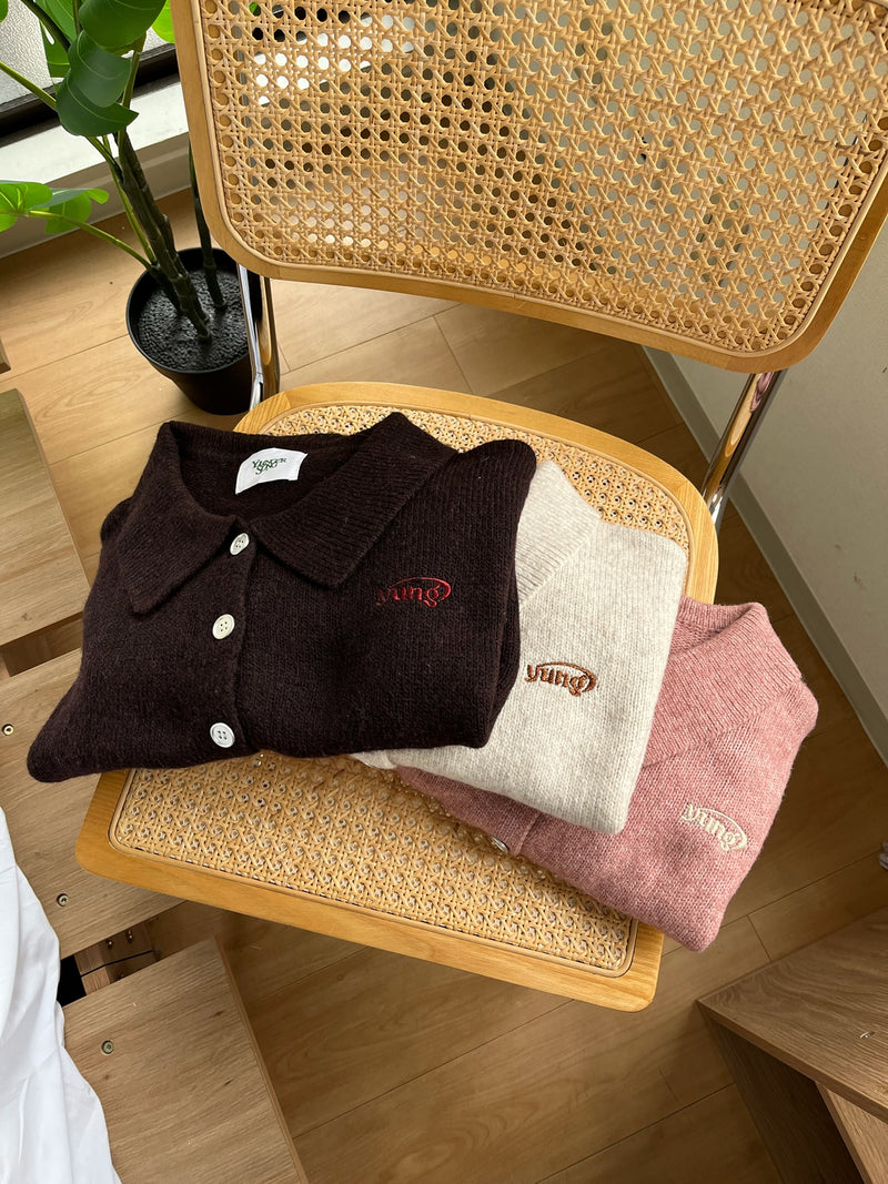 yung logo knit cardigan – YZ