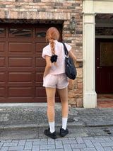 puff sleeve shirt set