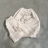 Butterfly logo rhinestone rich sweat