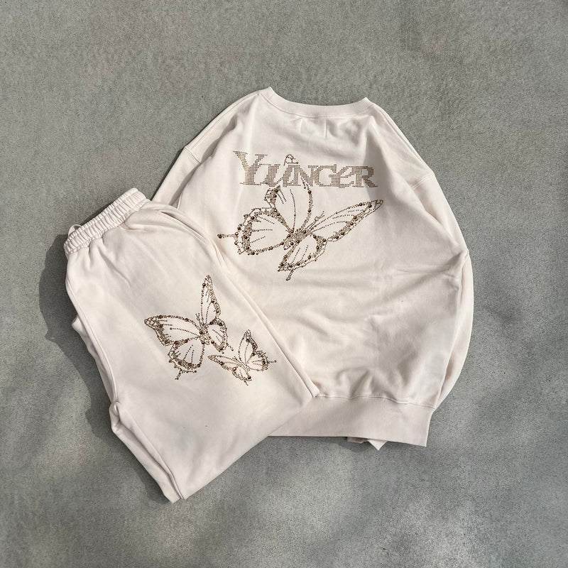 Butterfly logo rhinestone rich sweat