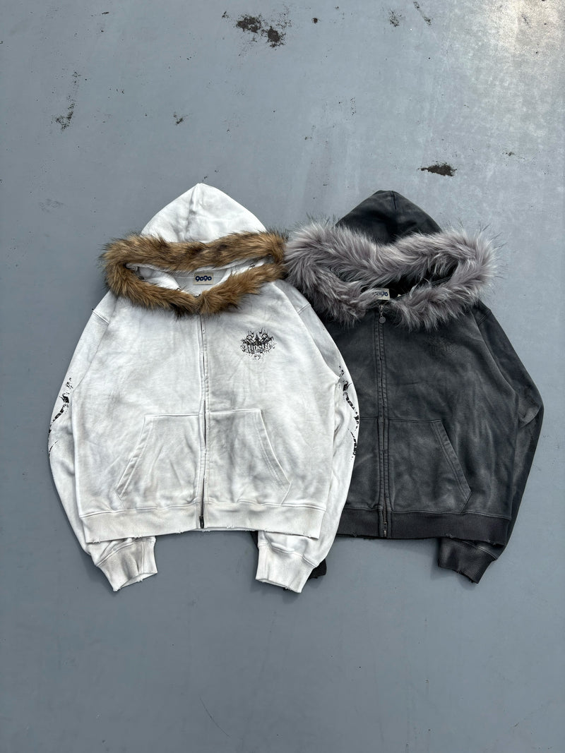 Tribal Kingo Logo Fur Zip Hoodie