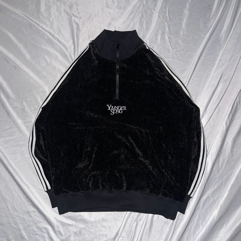 Velours lamé half zip track jacket