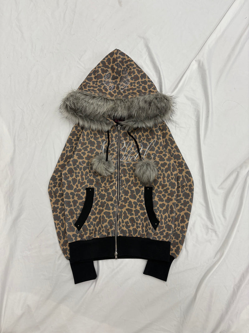 Y2k 毛绒拉链连帽衫 