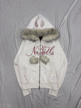 Y2k 毛绒拉链连帽衫 