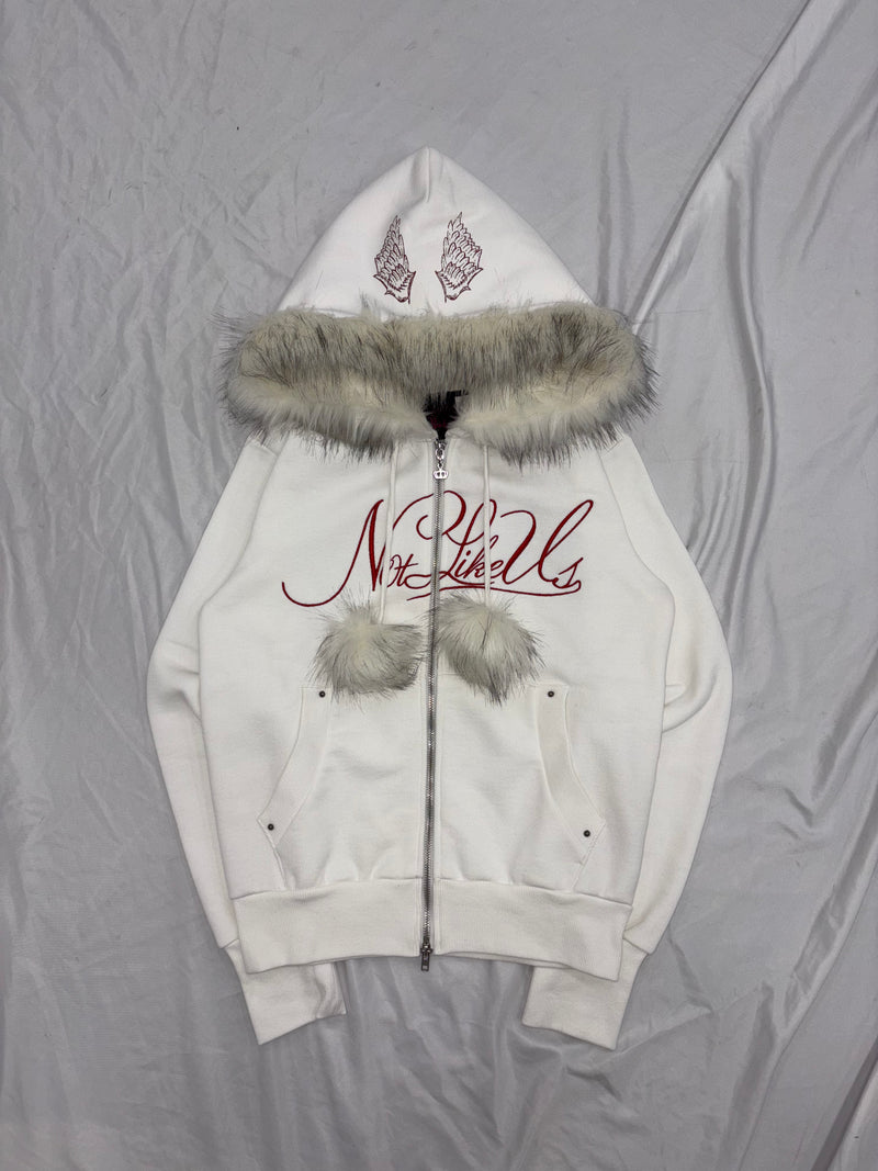 Y2k 毛绒拉链连帽衫 