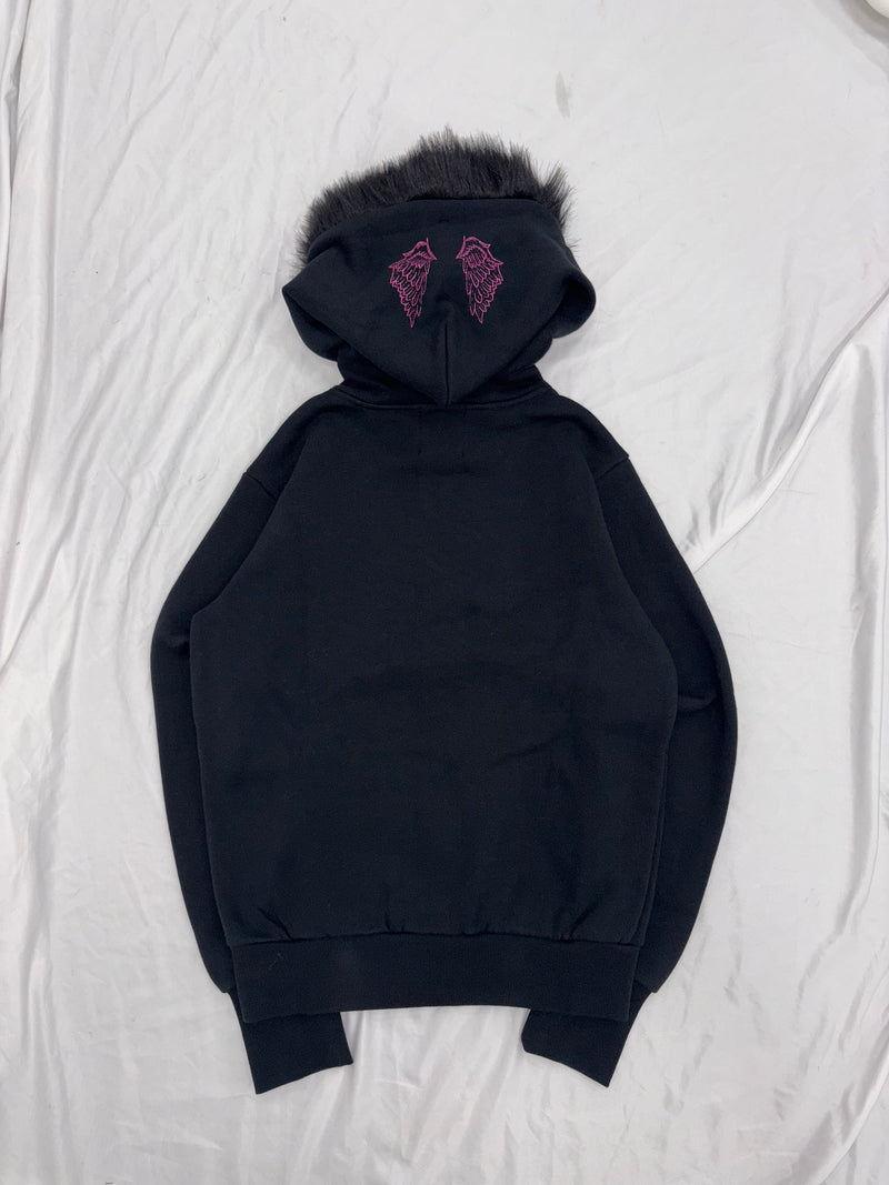 Y2k 毛绒拉链连帽衫 