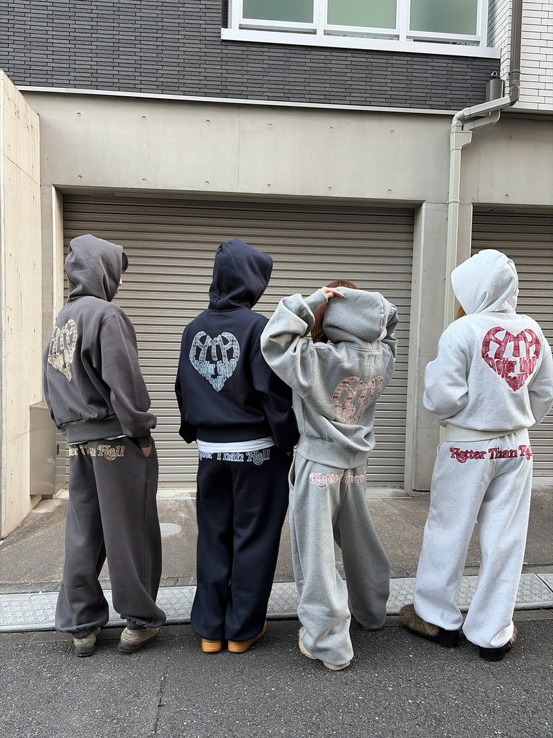 check pattern heart logo hoodie – YZ