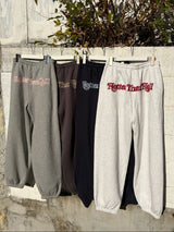 체크 백 로고 스웨트 팬츠 