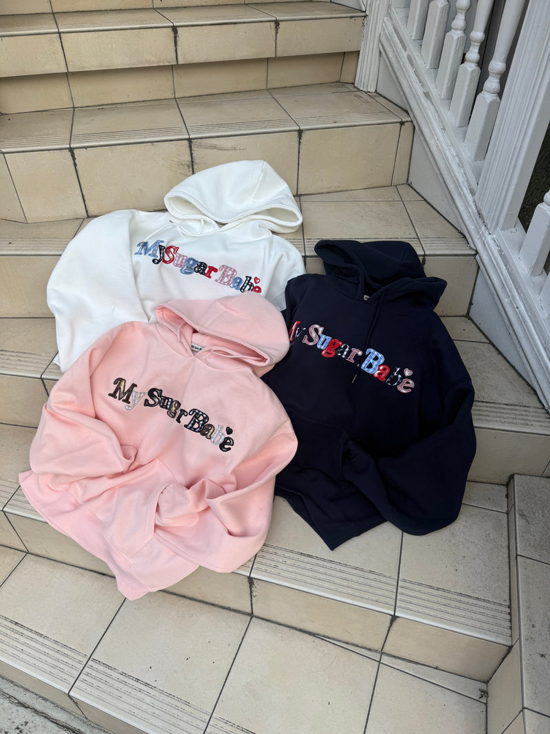 Assort check logo hoodie