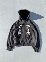 Bone Distressed Zip Hoodie 