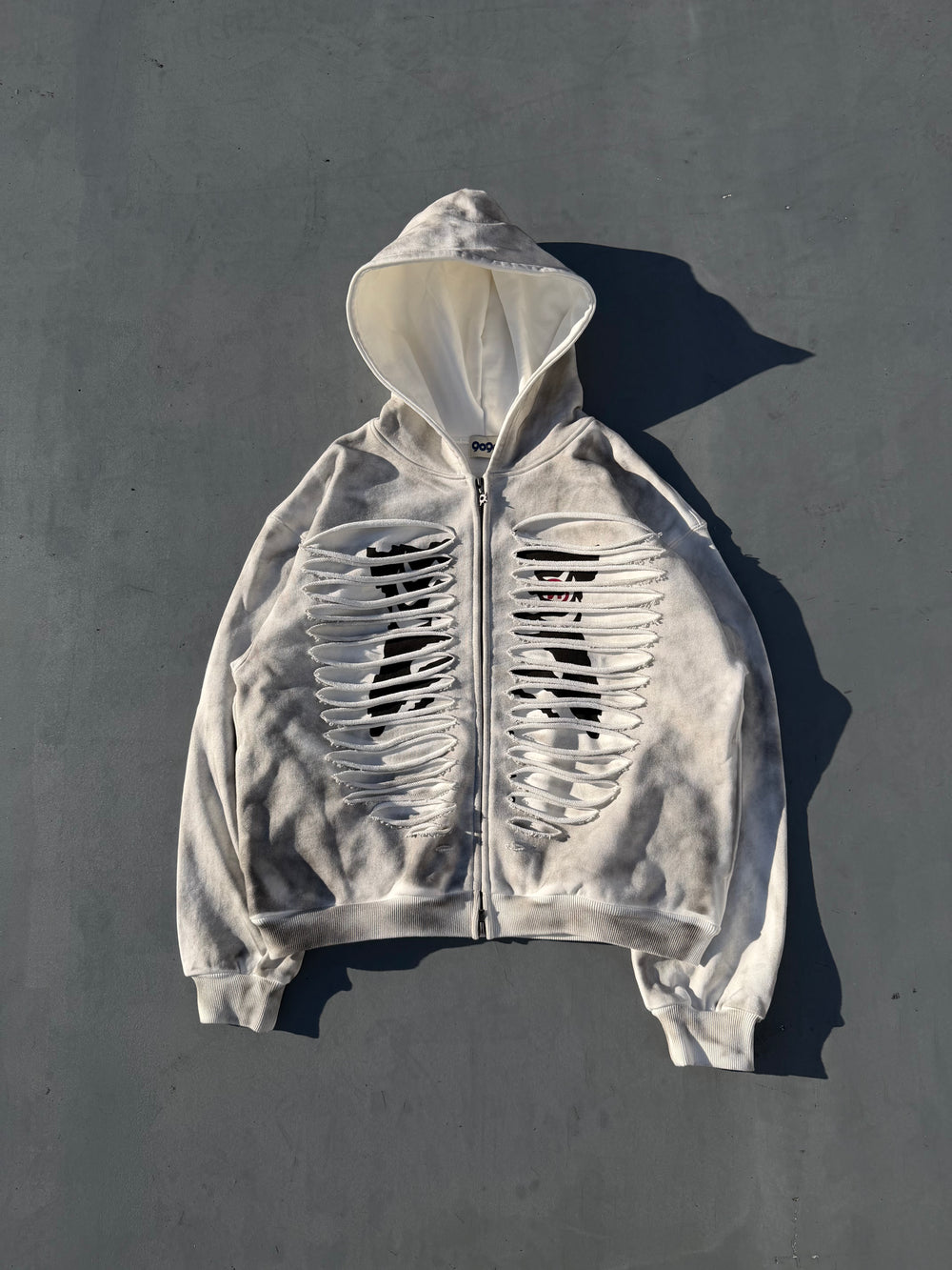 Bone Distressed Zip Hoodie – YZ