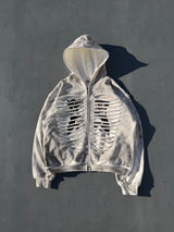 Bone Distressed Zip Hoodie 