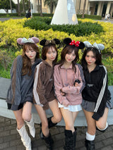 Velours lamé half zip track jacket