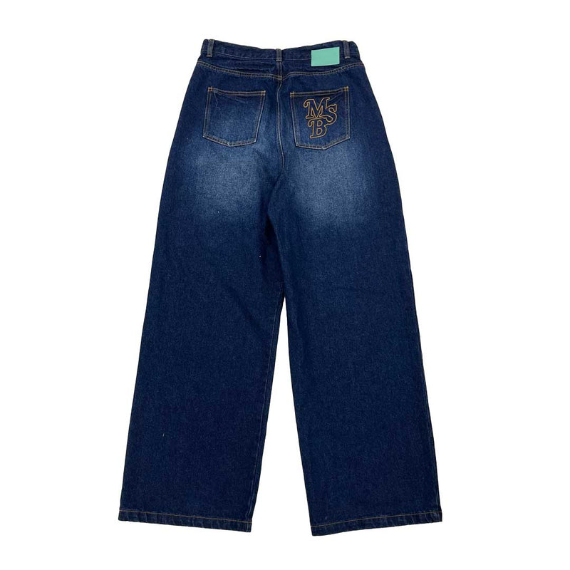 wide tuck denim pants