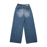 wide tuck denim pants