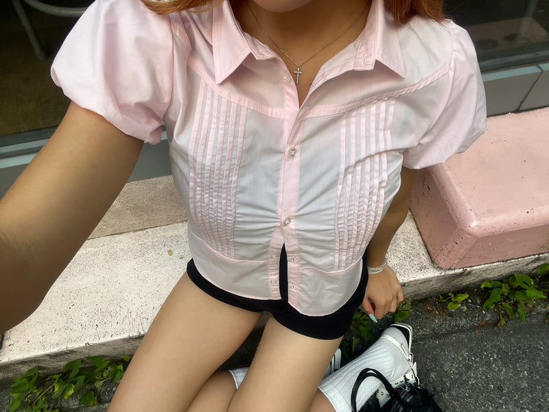 puff sleeve shirt set
