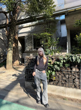 yung logo leopard blast denim 