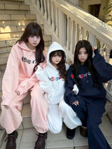 Assort check logo hoodie